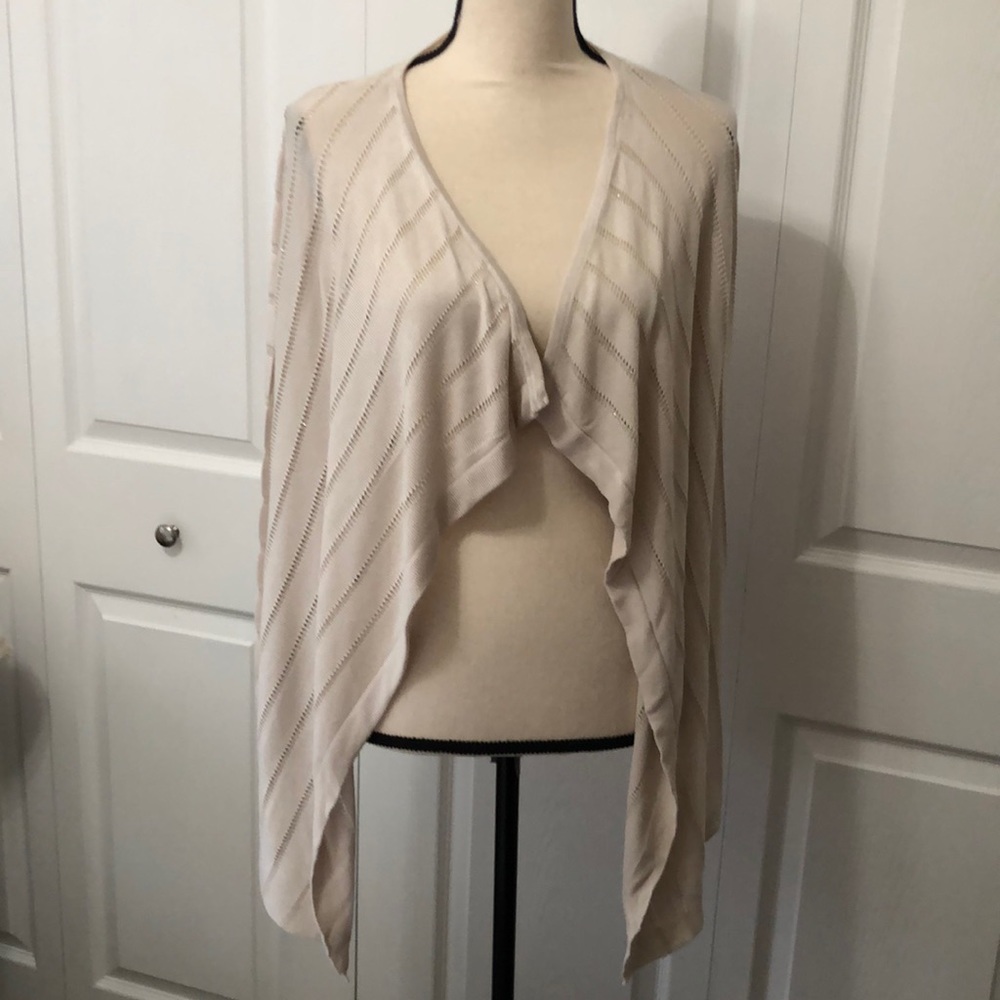 WHBM Women’s Cardigan, Medium, Light Cream with Gold Fleck